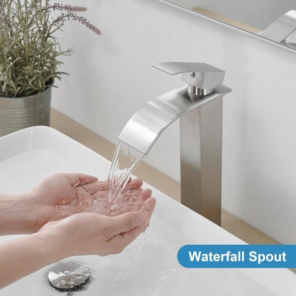 Tall Brushed Nickel Bathroom Faucet-GBF-003